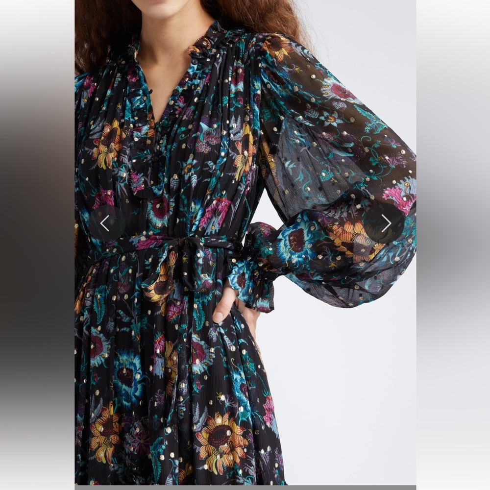 Ulla Johnson Anais Dress in Black Iris,  Size 4,  Silk  New without tags - Picture 3 of 6